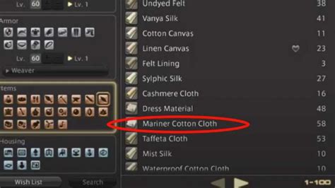  In-game description. . Ffxiv mariner cotton cloth